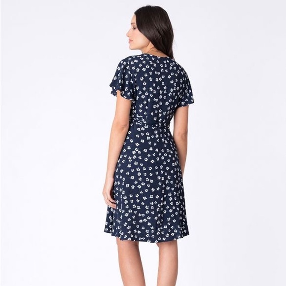 Seraphine Navy Floral Wrap Maternity Dress Size 8 - Picture 5 of 11